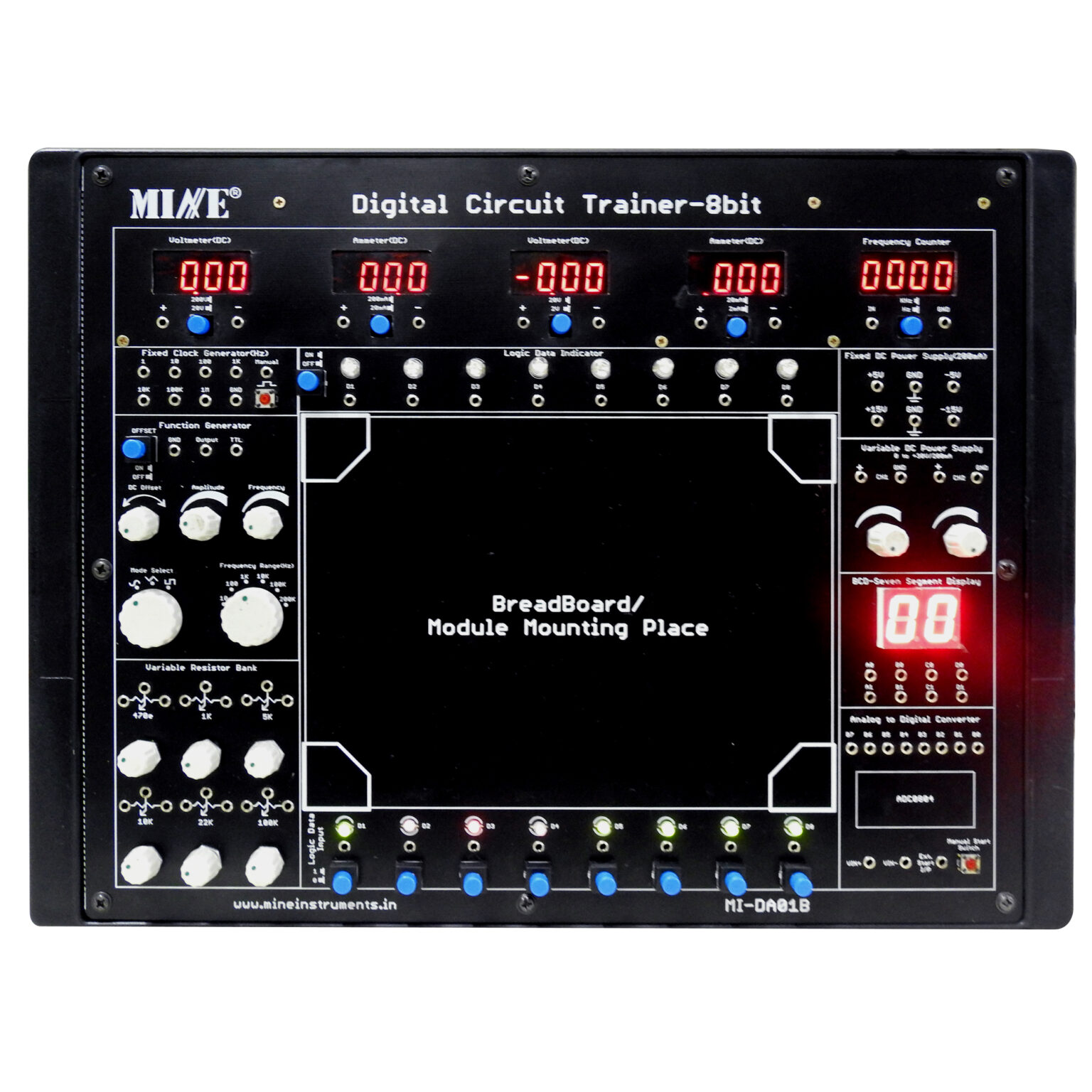 Digital Circuit Trainer 8-bit (MI-D01B) - Mine Instruments Pvt Ltd.